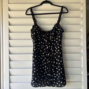 Realisation Par The Julia Black & White Polka Dot Silk Ruffle Trim Dress Size M